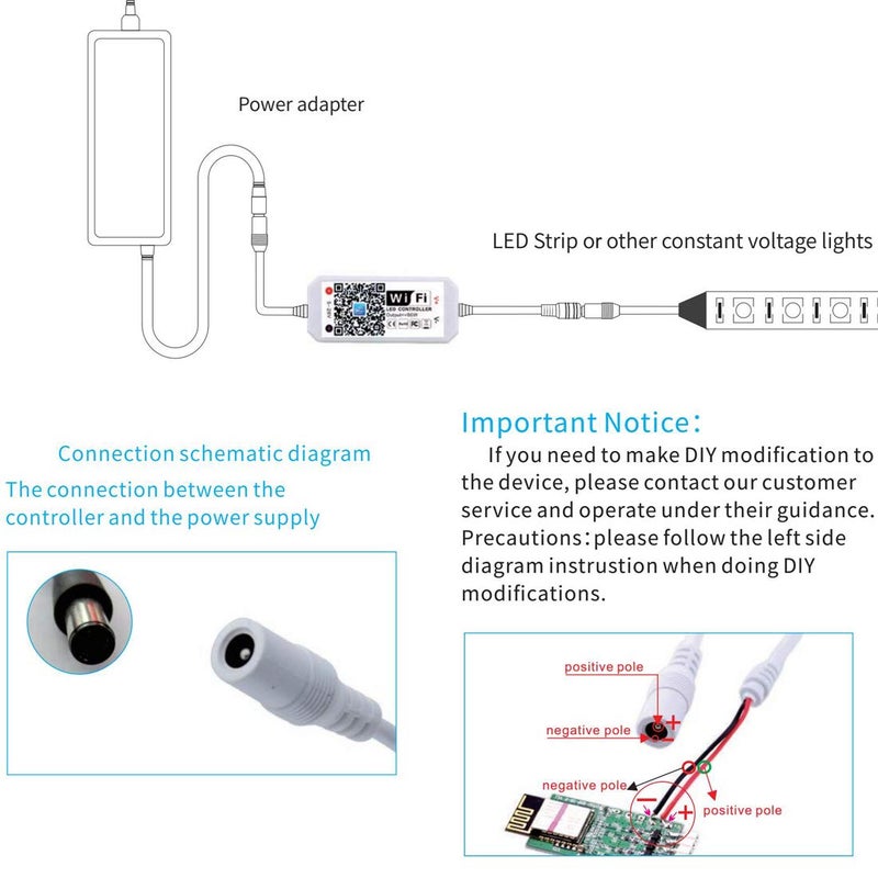 Goldwin Smart Single color LED lights Strip Controller WiFi Bluetooth light 5050 2835 Control box compatible with alexa google home siri(3) - Image 2